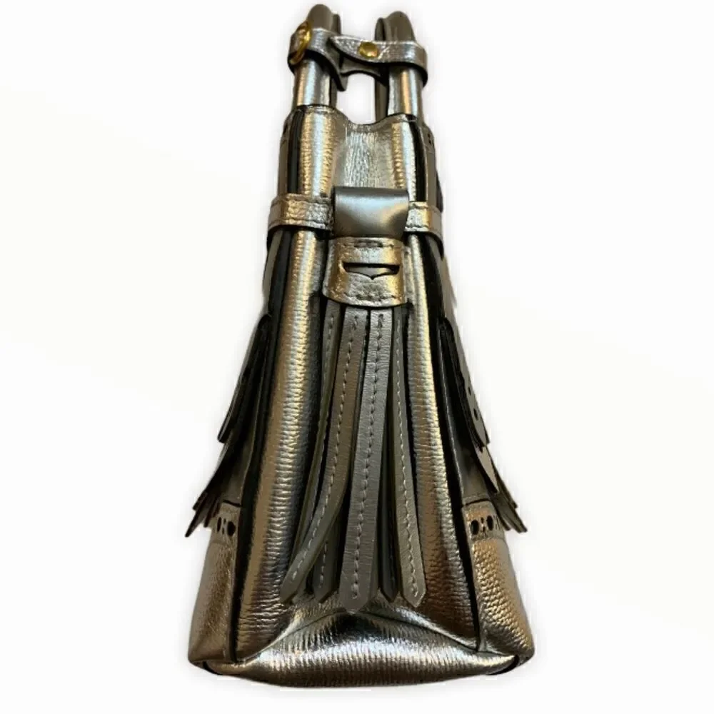 BURBERRY Metallic Calfskin Broguing Small Banner
